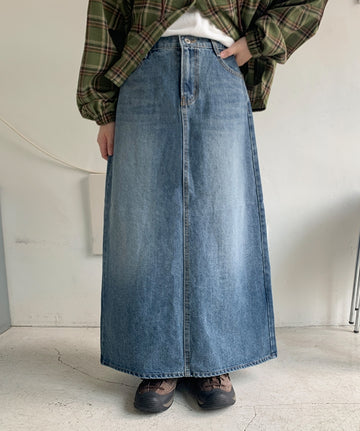 Tomoni Vintage Denim Washing Long Skirt